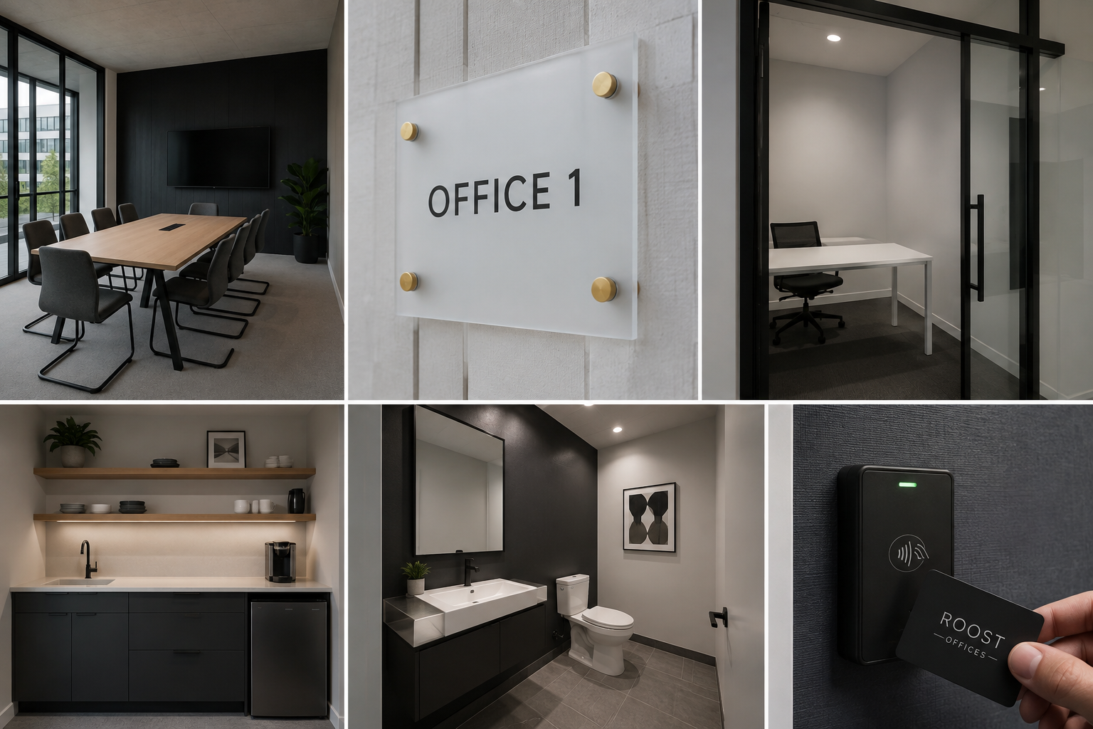 A bright, welcoming view inside ROOST Offices